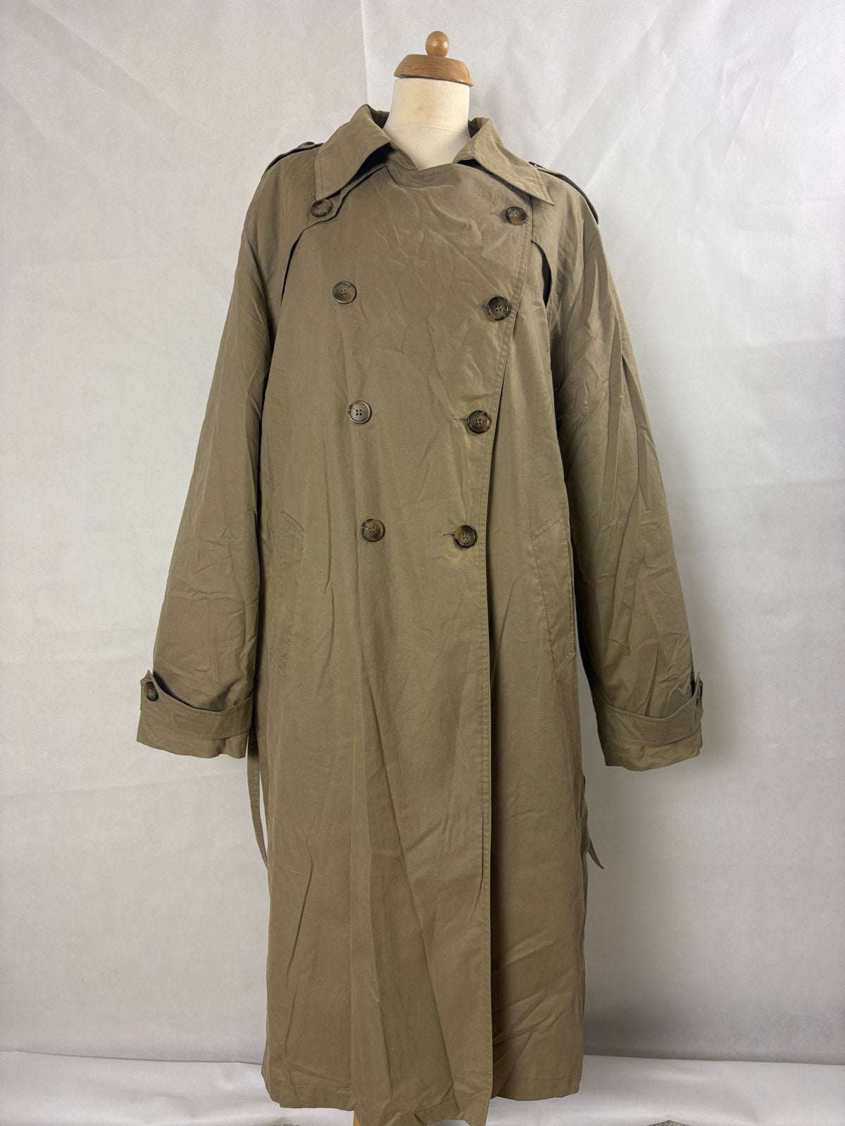 Lange Trenchcoat - Beige - Maat 48, Ophalen of Verzenden, Zo goed als nieuw, Maat 46/48 (XL) of groter, Beige