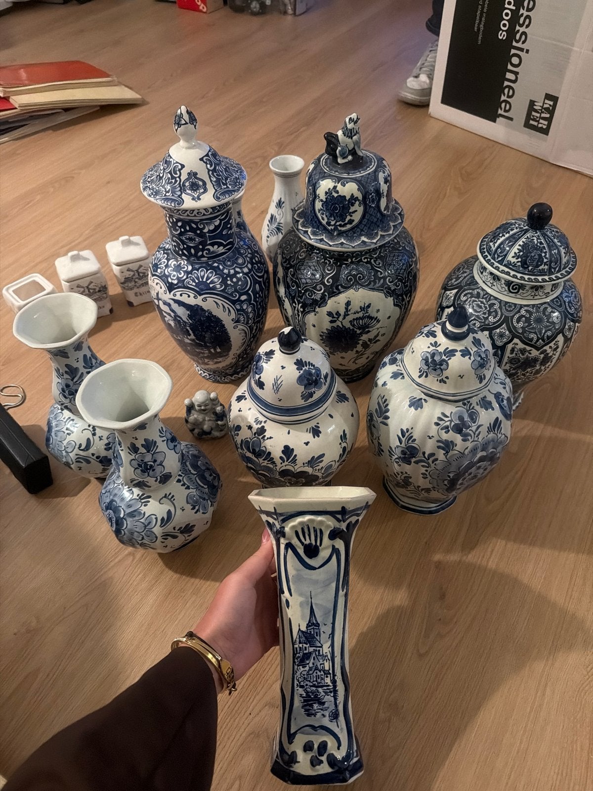 Delfts Blauw Collectie: Vazen, Potten en Kruidenpotjes, Antiek en Kunst, Ophalen