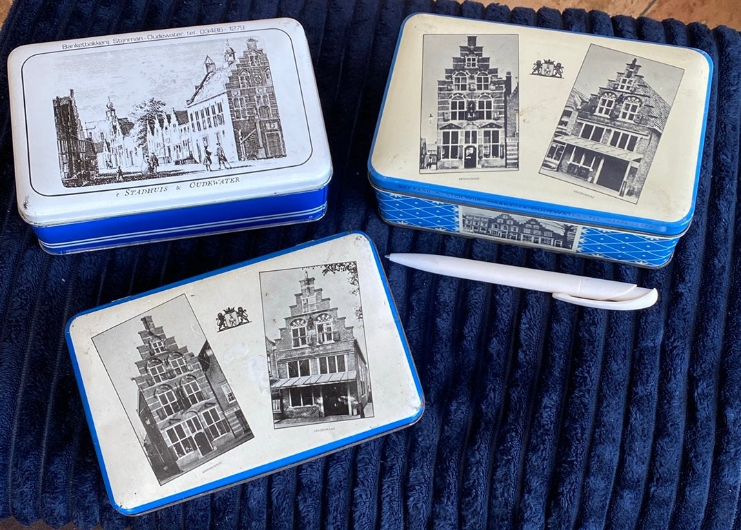 3 koekblikjes Oudewater, Verzamelen, Blikken, Ophalen of Verzenden, Gebruikt, Koek(jes)