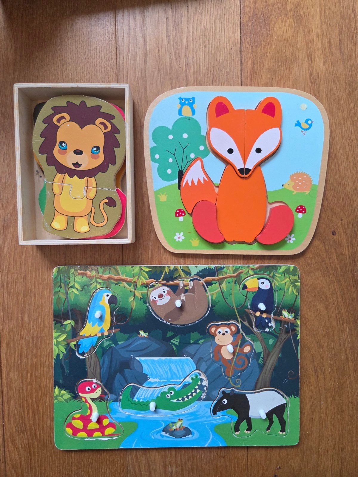 3 houten puzzels dieren voor beginners, Ophalen of Verzenden, Zo goed als nieuw, Van hout, Minder dan 10 stukjes