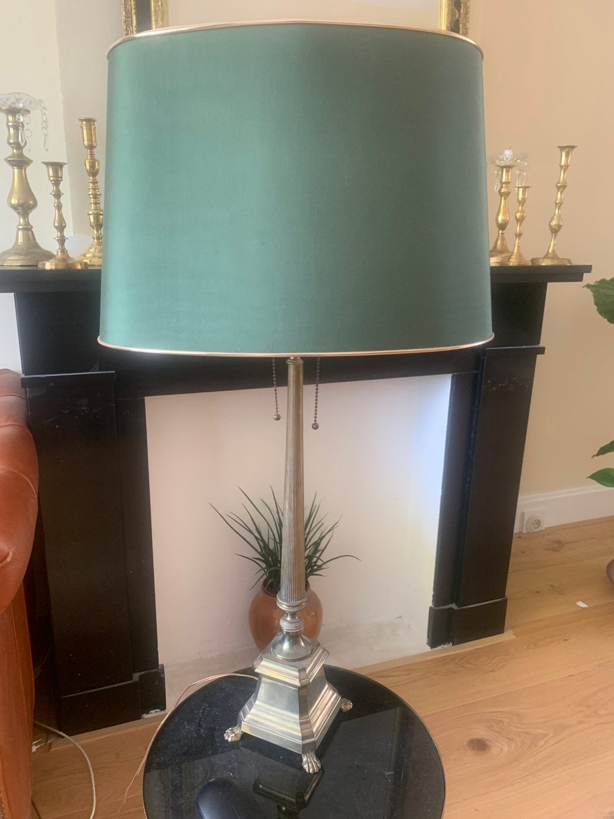 Antieke lamp, groot, messing, Ophalen, Zo goed als nieuw, Rond