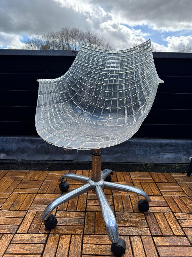 design bureaustoel op wieltjes - transparant, Ophalen of Verzenden, Gebruikt, Overige kleuren, Bureaustoel