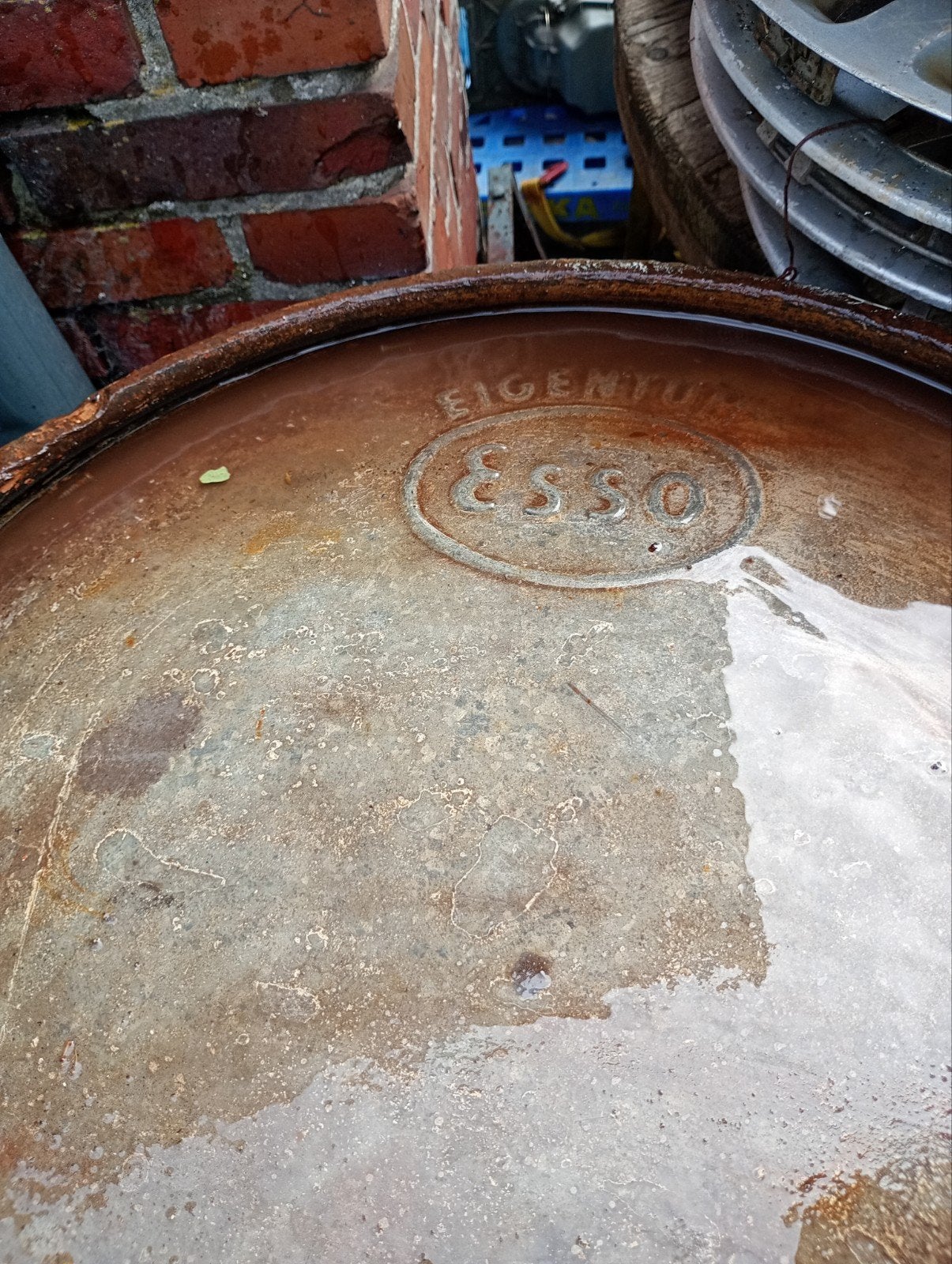 Vintage Shell & Esso olievaten uit de jaren '50 - Decoratie, Ophalen of Verzenden