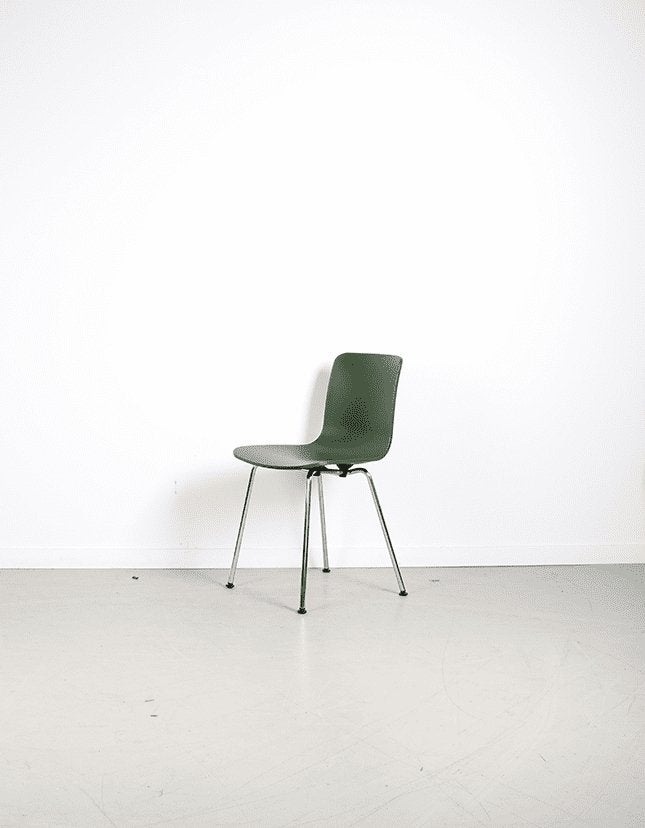 Vitra Hal Stoel Groen Kunststof - Chroom, Niet ingevuld, Zo goed als nieuw, Niet ingevuld, Niet ingevuld