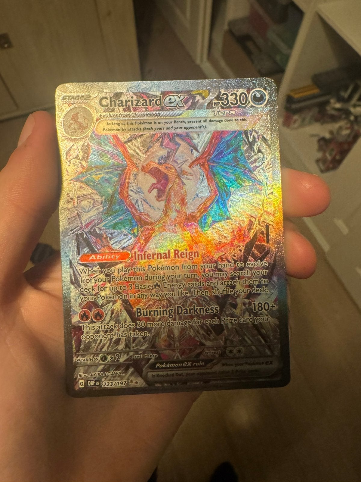Charizard ex 223 obsidian flames, Ophalen of Verzenden, Zo goed als nieuw, Losse kaart, Foil