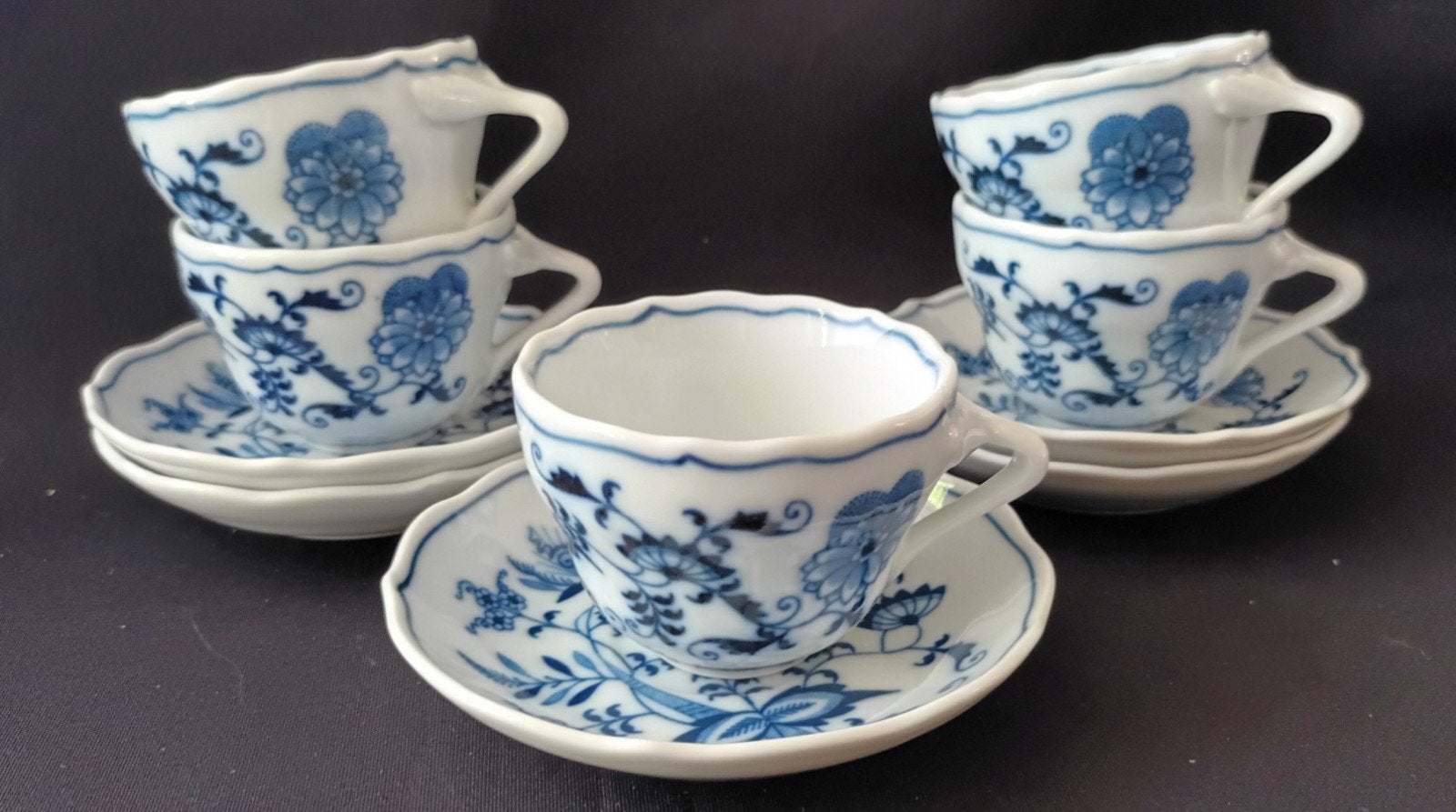 5 mocca kop en schoteltjes van Blue Danube, Antiek en Kunst, Ophalen of Verzenden