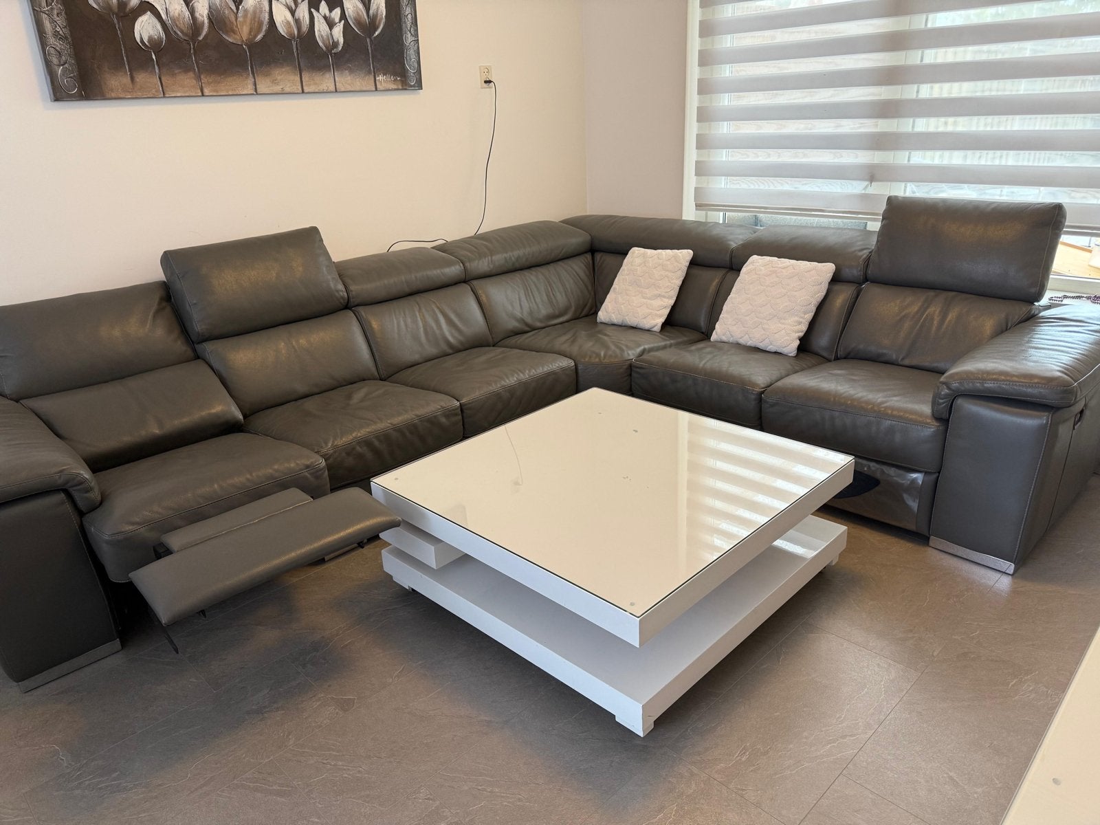 Leren Hoekbank met Relaxfunctie - Zo goed als nieuw, Ophalen, 100 tot 125 cm, Hoekbank, 300 cm of meer