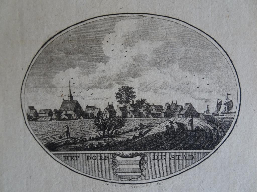 Originele gravure De stad aan het Haringvliet, 1793 Brouwer, Verzenden