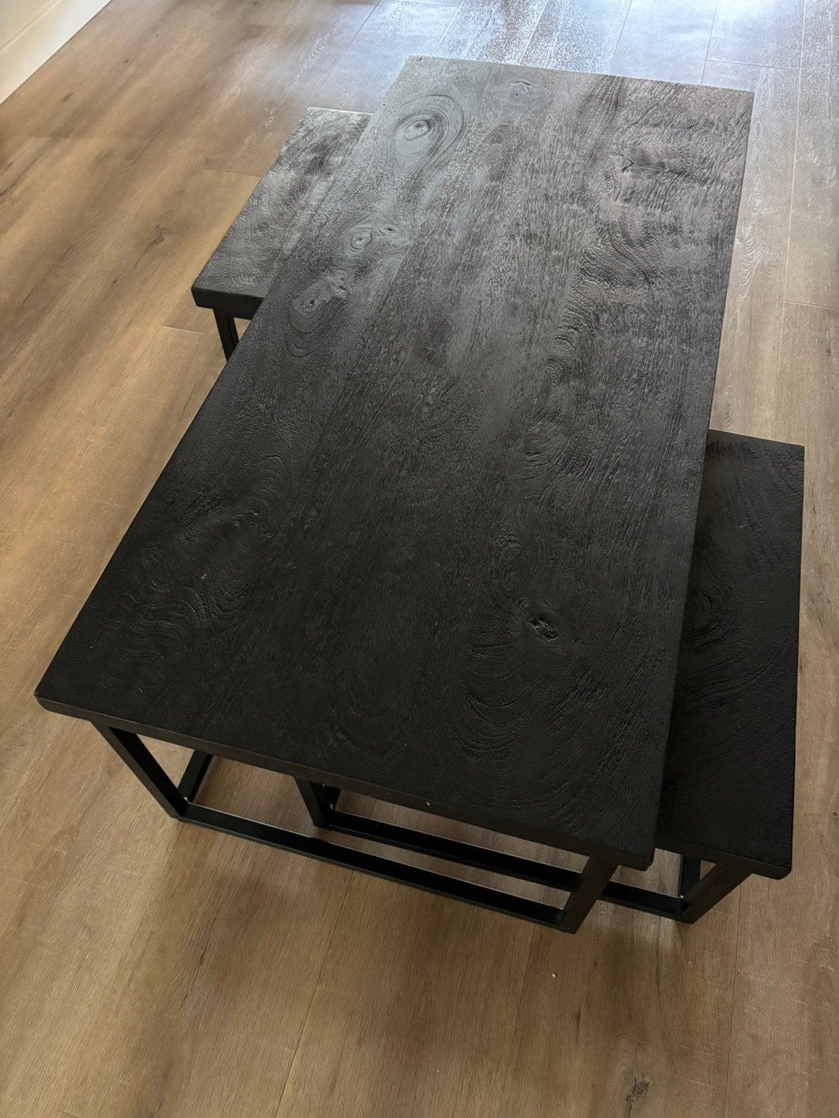 3 delige salontafel mangohout, Huis en Inrichting, Ophalen, Zo goed als nieuw, Rond, 50 tot 100 cm