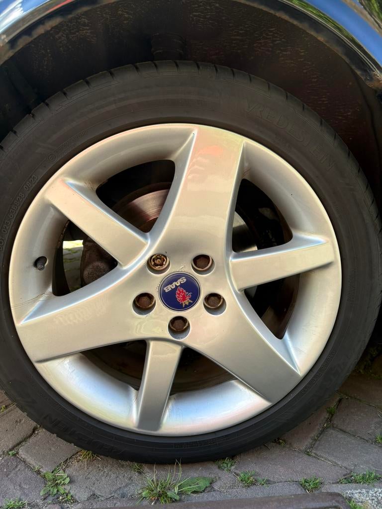 Saab Alu 36 velgen met goede banden, Auto-onderdelen, Banden en Velgen, Ophalen, Banden en Velgen, 17 inch, Personenwagen
