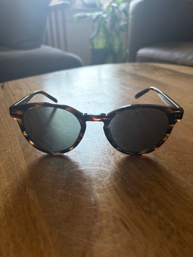 Ace & Tate Zonnebril - Pierce Extra large - Tigerwood, Zonnebril, Bruin, Zo goed als nieuw, Ophalen