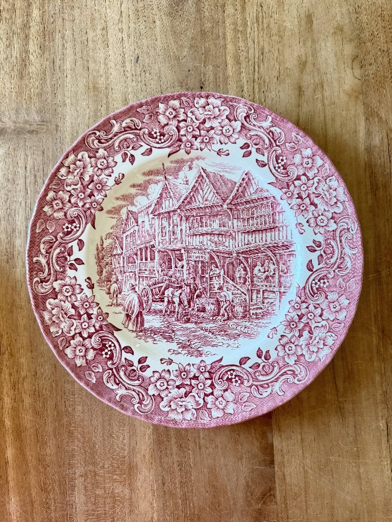 Royal Tudor Ware 17th Century England rood bord, Ophalen of Verzenden