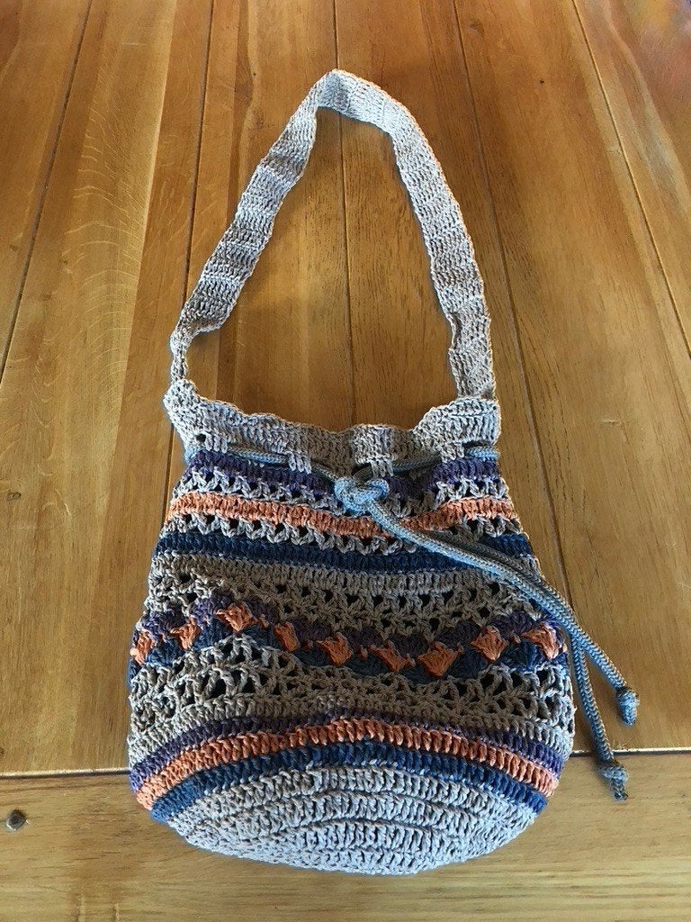 Nieuwe taupe/oranje/blauwe buideltas, Verzenden, Nieuw, Overige kleuren, Schoudertasje