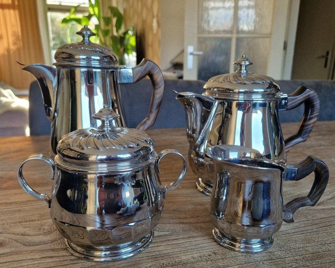 Antiek Royal BB France Verzilverd Koffie/Theeservies, Ophalen of Verzenden