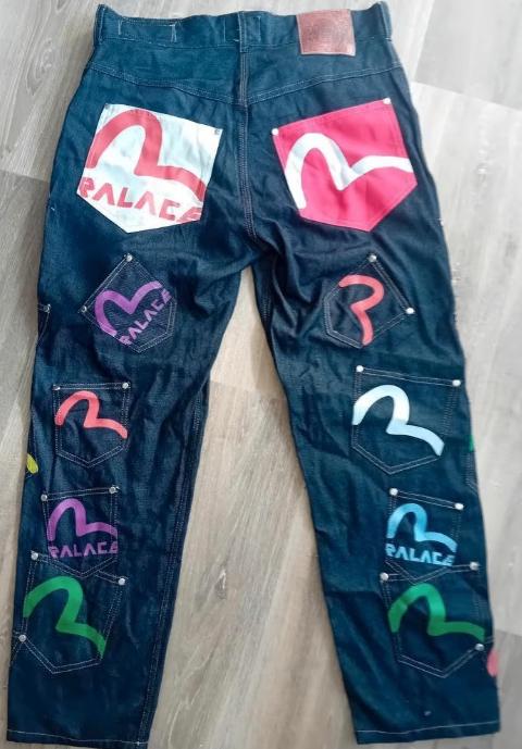 Mooie unieke vintage Evisu multipocket spijkerbroek jeans, Ophalen of Verzenden, Zo goed als nieuw, Blauw, W33 - W34 (confectie 48/50)