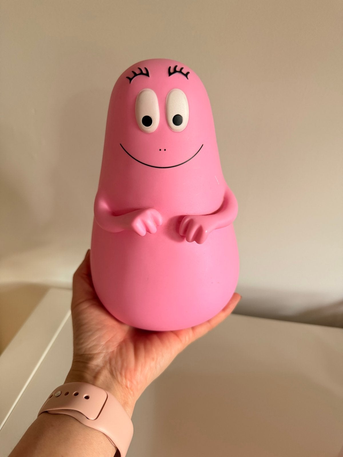 Barbapapa spaarpot roze, Ophalen of Verzenden, Zo goed als nieuw, Kunststof, Strip- of Tekenfilmfiguur