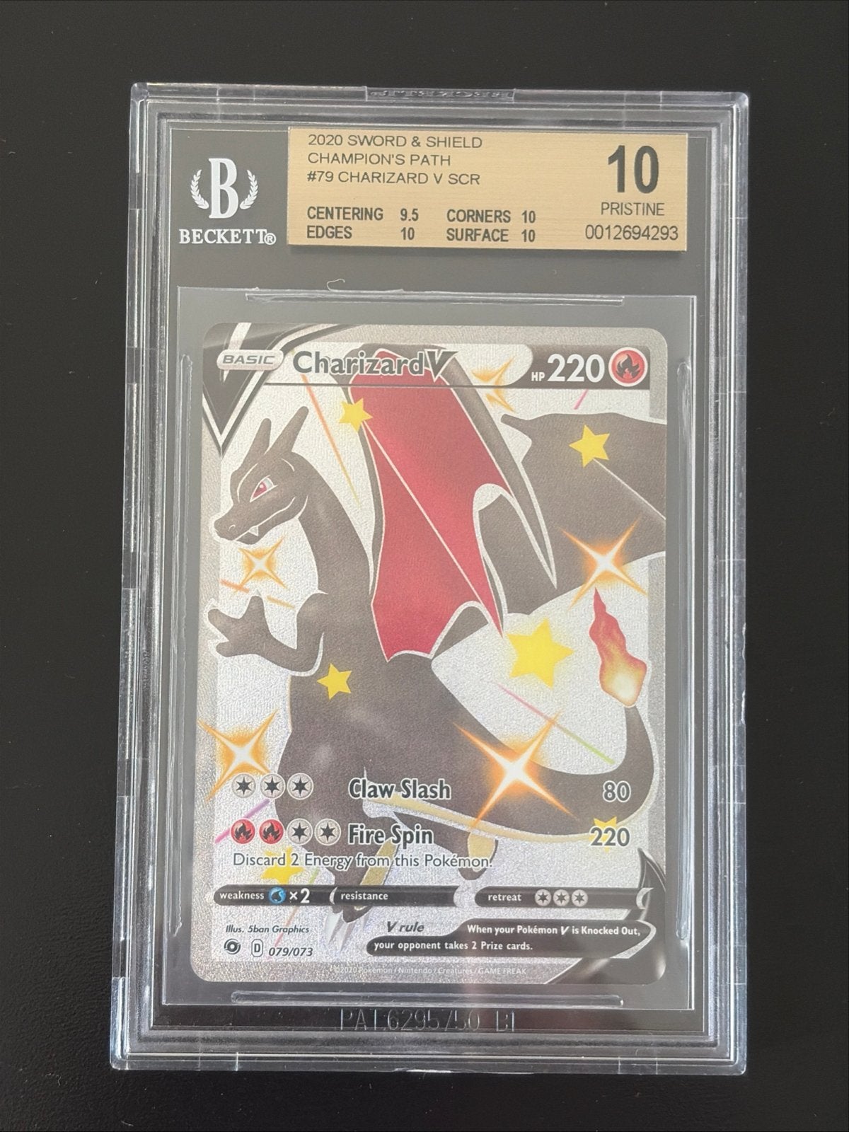 Charizard V 079 Champions Path Shiny Beckett Pristine 10, Ophalen of Verzenden, Nieuw, Losse kaart, Foil