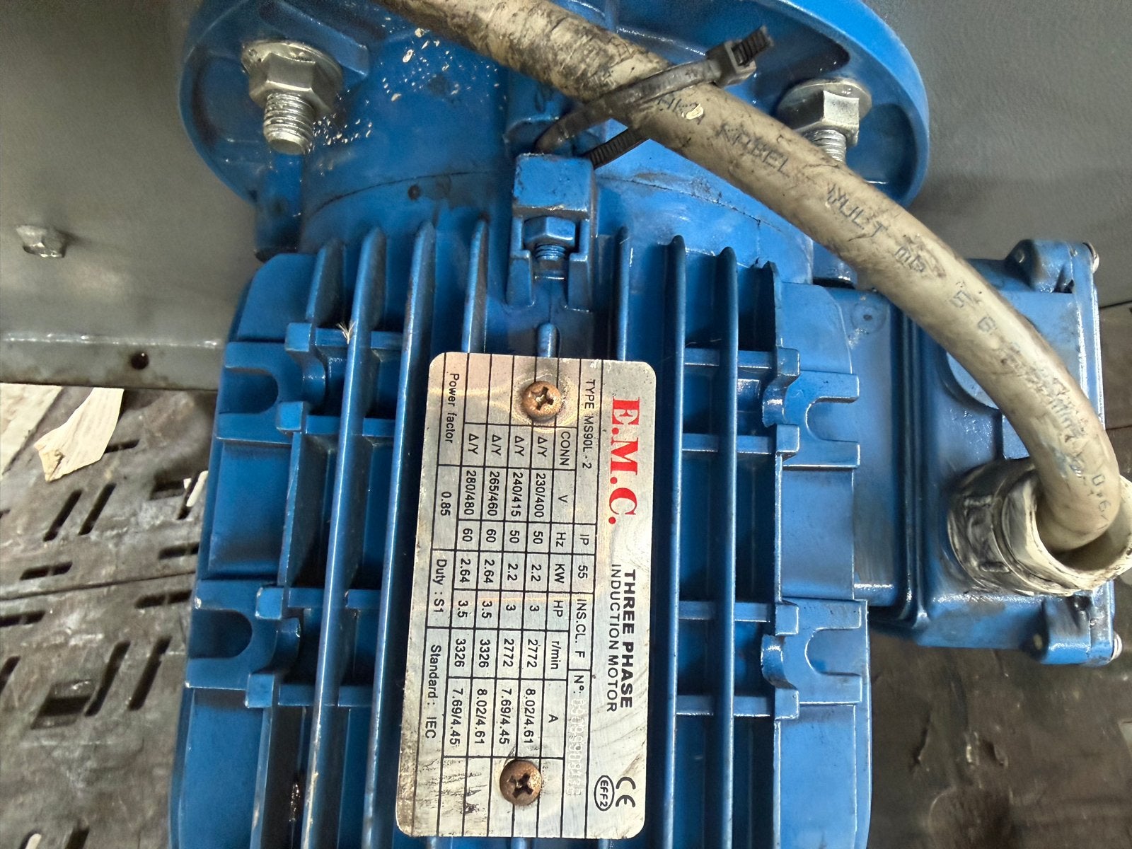 EMC Driefasige Inductiemotor afzuig - 2.2 kW, Doe-het-zelf en Verbouw, Ophalen, Gebruikt, Elektromotor, 1800 rpm of meer