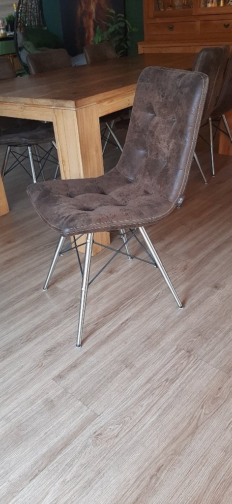 Eetkamerstoelen, Ophalen, Gebruikt, Bruin, Stof