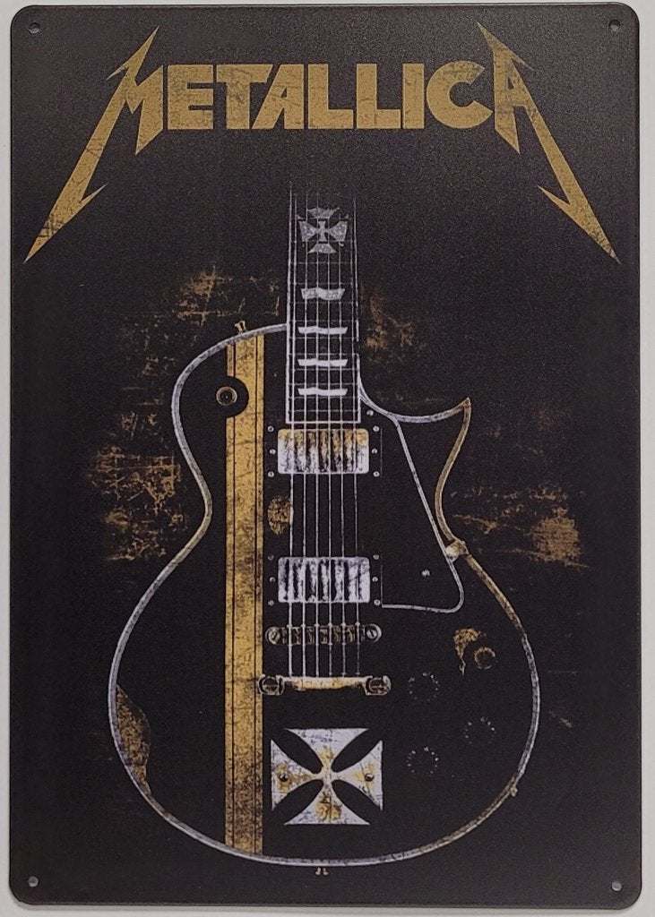 Metallica Gitaar reclamebord van metaal wandbord decoratie, Info@deconoord.nl, Deco Noord, Nieuw, Ophalen of Verzenden