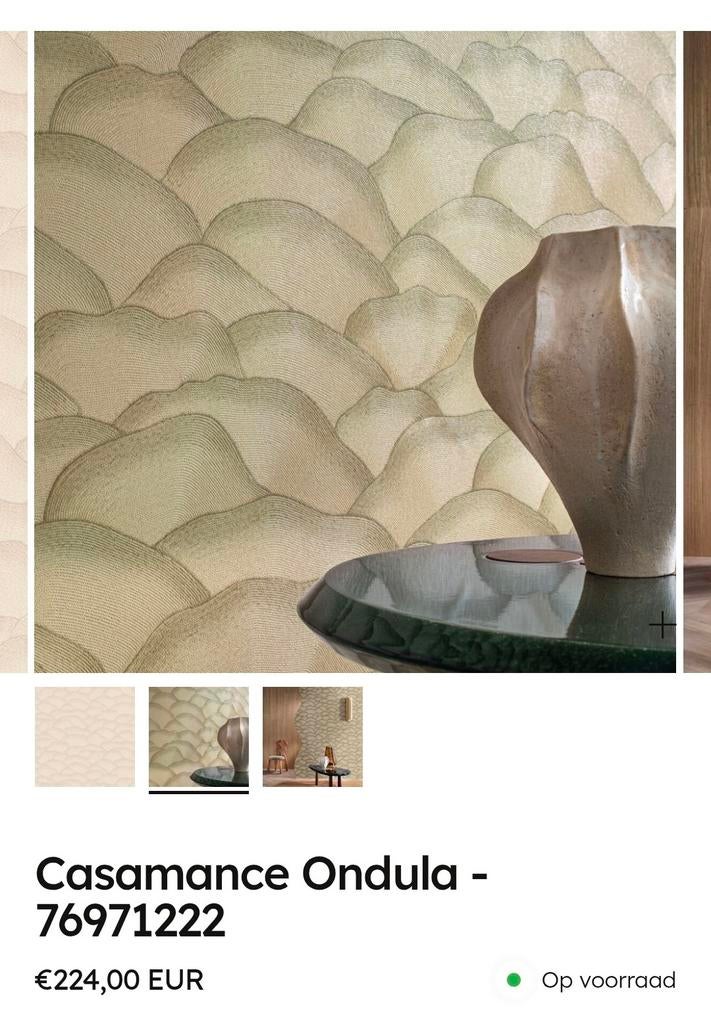 Casamance Ondula luxe behang - 2 rollen, dichtgesloten, Huis en Inrichting, Stoffering | Behang, Ophalen of Verzenden, 10 tot 25 m²