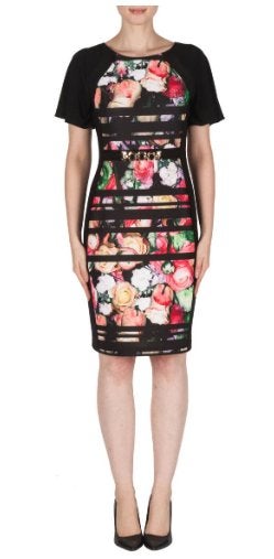 Joseph Ribkoff elegant zwart/gekleurd stretch jurk mt 44, Kleding | Dames, Jurken, Overige kleuren, Verzenden, ., Maat 42/44 (L)
