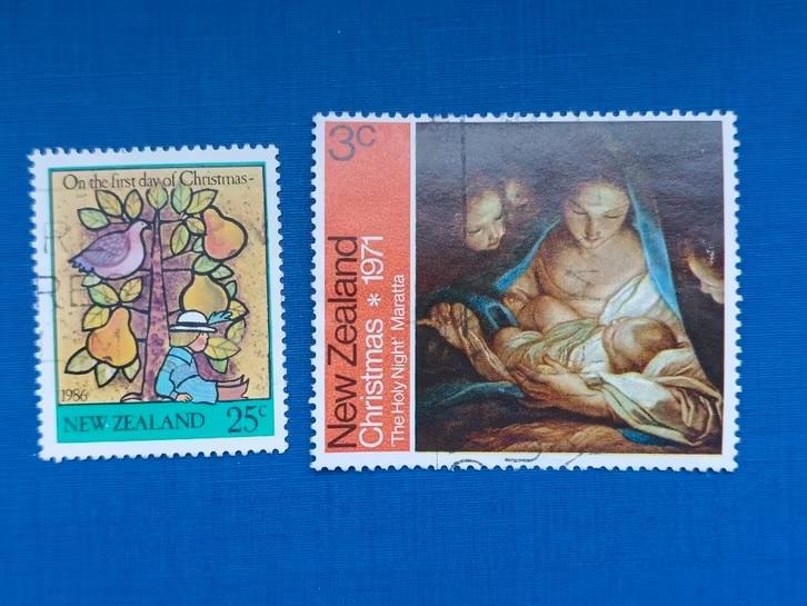 Postzegel Nieuw Zeeland 1971 en 1986 2 Kerstzegels 28-03, Ophalen of Verzenden, Gestempeld