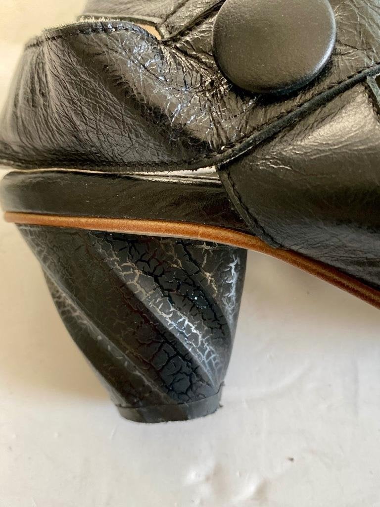 J98 Lisa Tucci mt. 37,5 open leren schoenen pumps zwart leer, Zwart, Zo goed als nieuw, Lisa Tucci, Ophalen of Verzenden