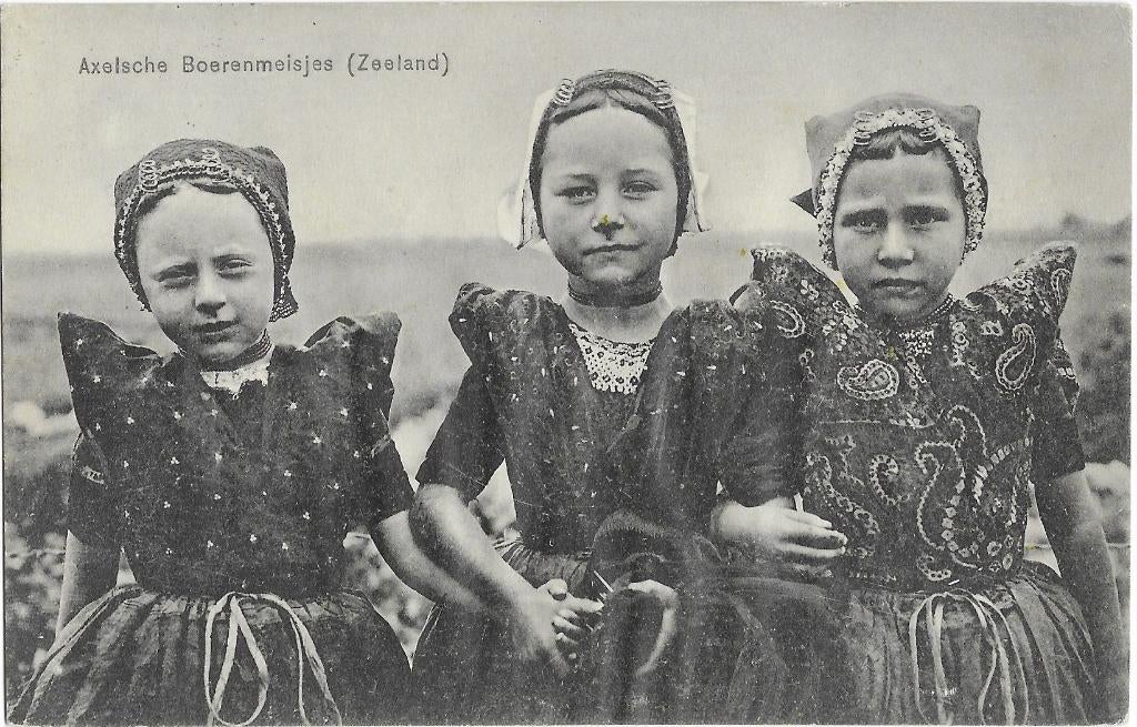 Axel, Axelsche Boerenmeisjes, klederdracht, meisjes, Verzenden, Voor 1920, Gelopen, Zeeland