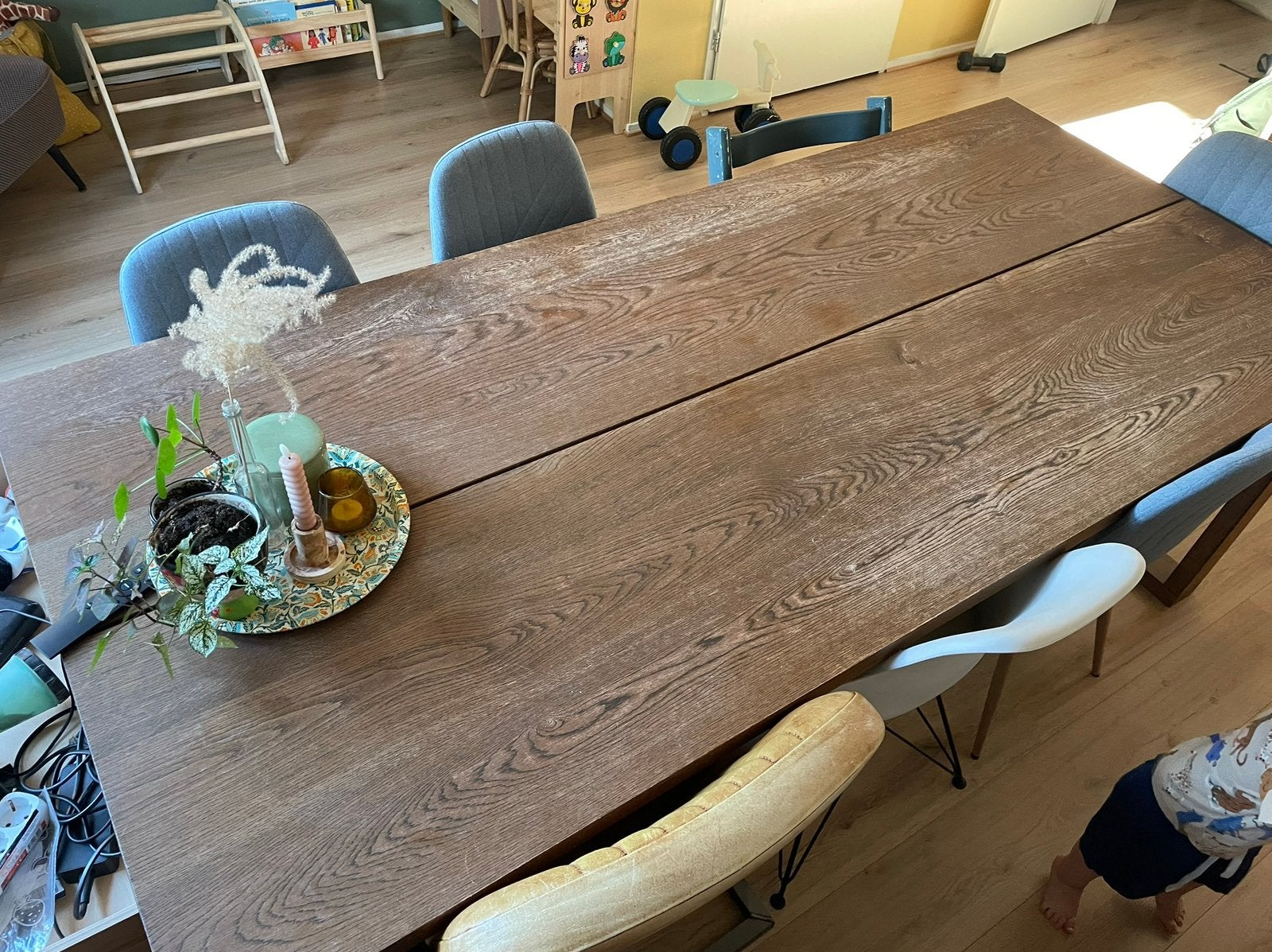 MÖRBYLÅNGA tafel, eikenfineer bruin gelazuurd, 220x100 cm, Huis en Inrichting, Ophalen, Gebruikt, 100 tot 150 cm, Eikenhout