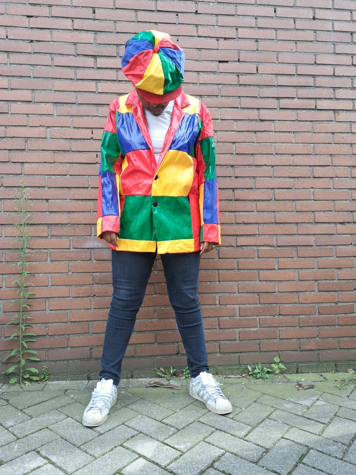 Clownsjas met pet maat L, Ophalen, Zo goed als nieuw, Carnaval