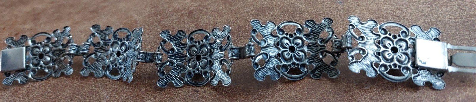 vintage zilveren Djokja-stijl schakelarmband, Ophalen of Verzenden, Zilver, Zilver