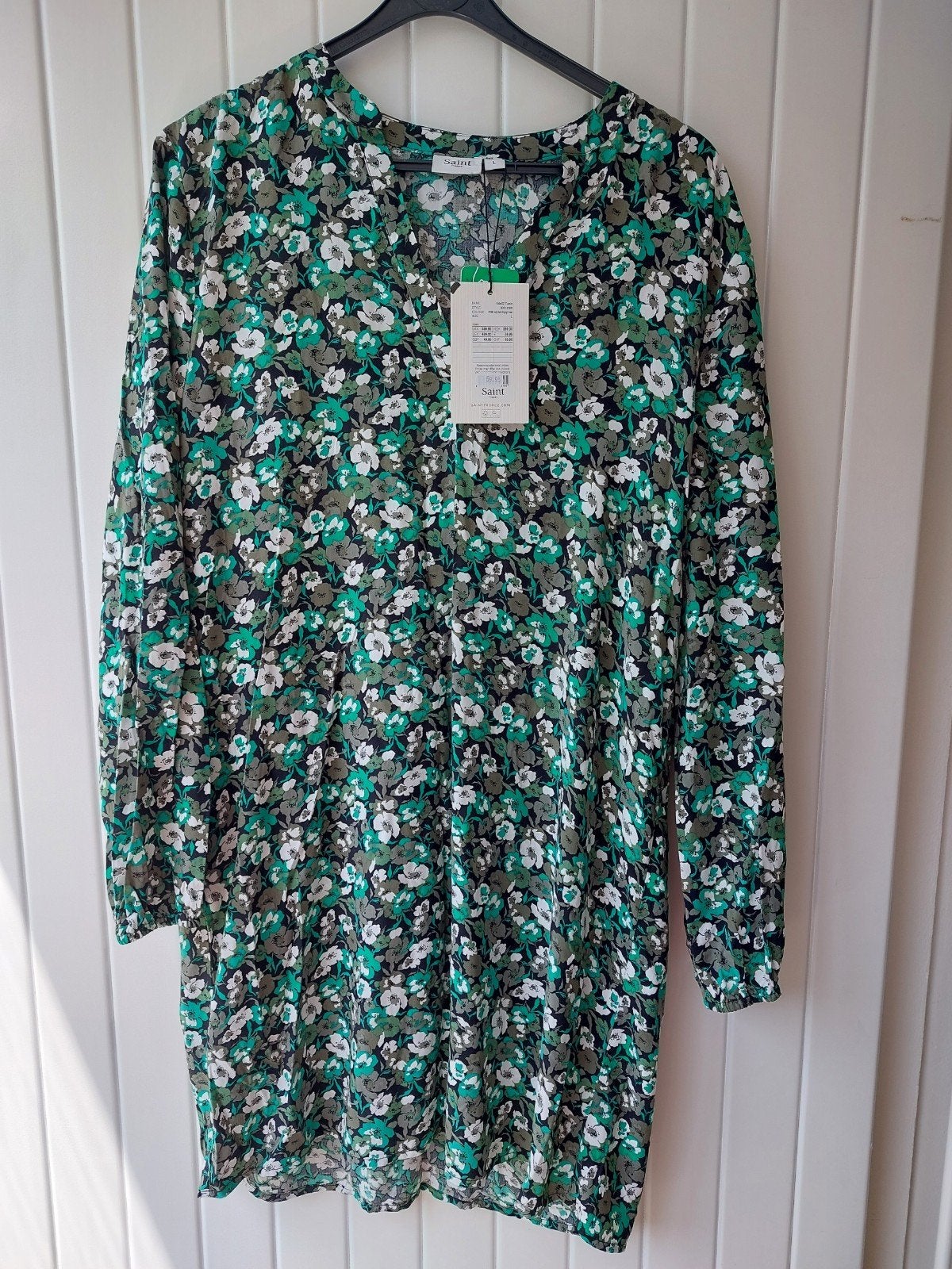Saint Tropez Jurk Bloemenprint Groen Zwart Maat L, Maat 42/44 (L), Nieuw, Ophalen of Verzenden, Boven de knie