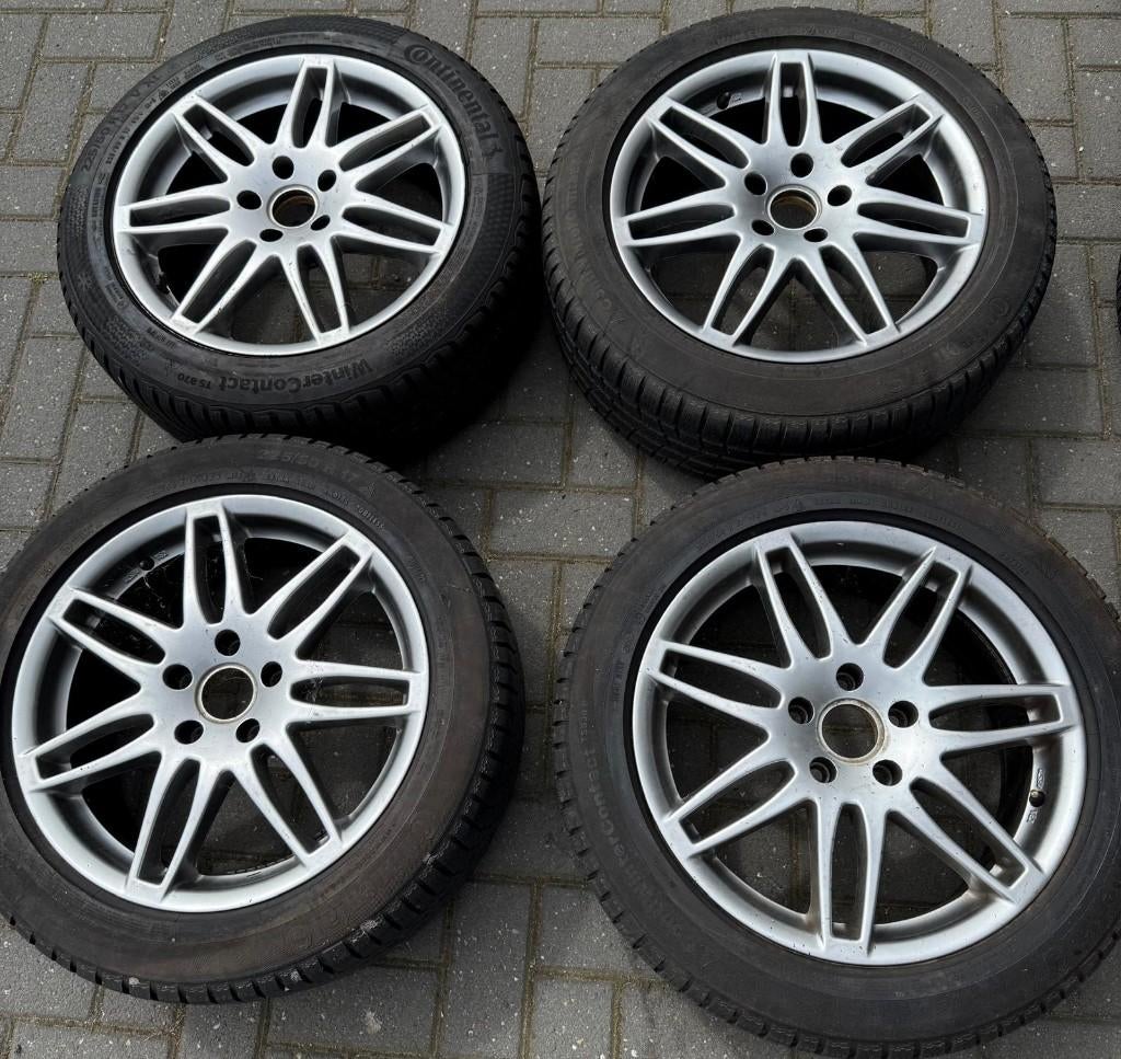 Audi 17 inch velgen model RS4 Continental winterbanden, Auto-onderdelen, Banden en Velgen, Ophalen, Gebruikt, Banden en Velgen