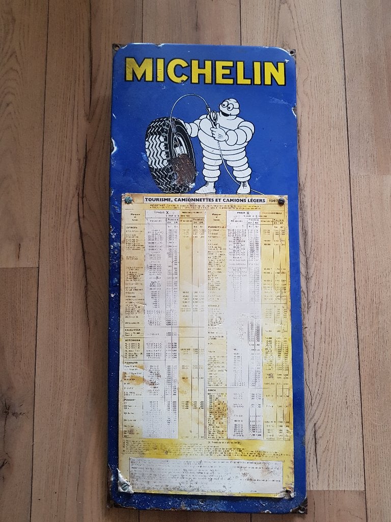 Michelin emaille reclamebord bandendruk 1967 Garage deco, Verzamelen, Ophalen of Verzenden, Gebruikt, Reclamebord