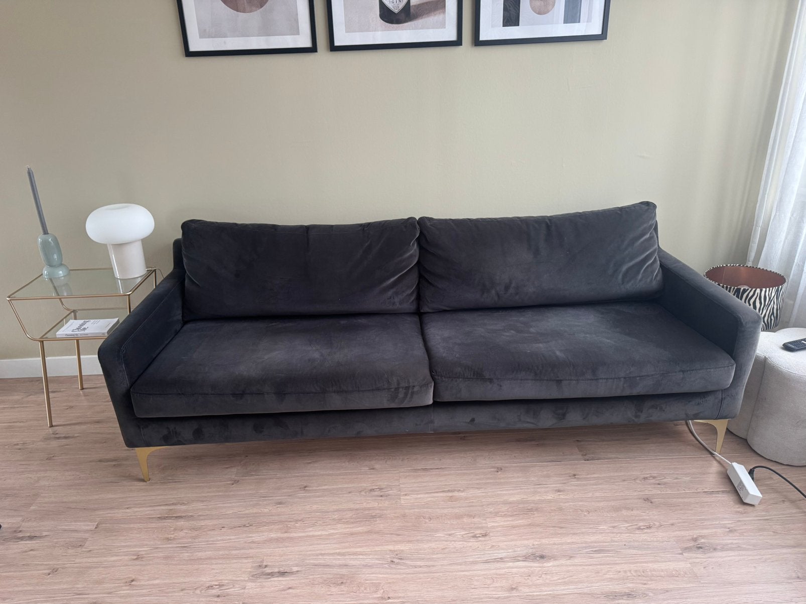 Sofacompany velvet bank in antresiet, Huis en Inrichting, Ophalen, Gebruikt, Driepersoons, 75 tot 100 cm
