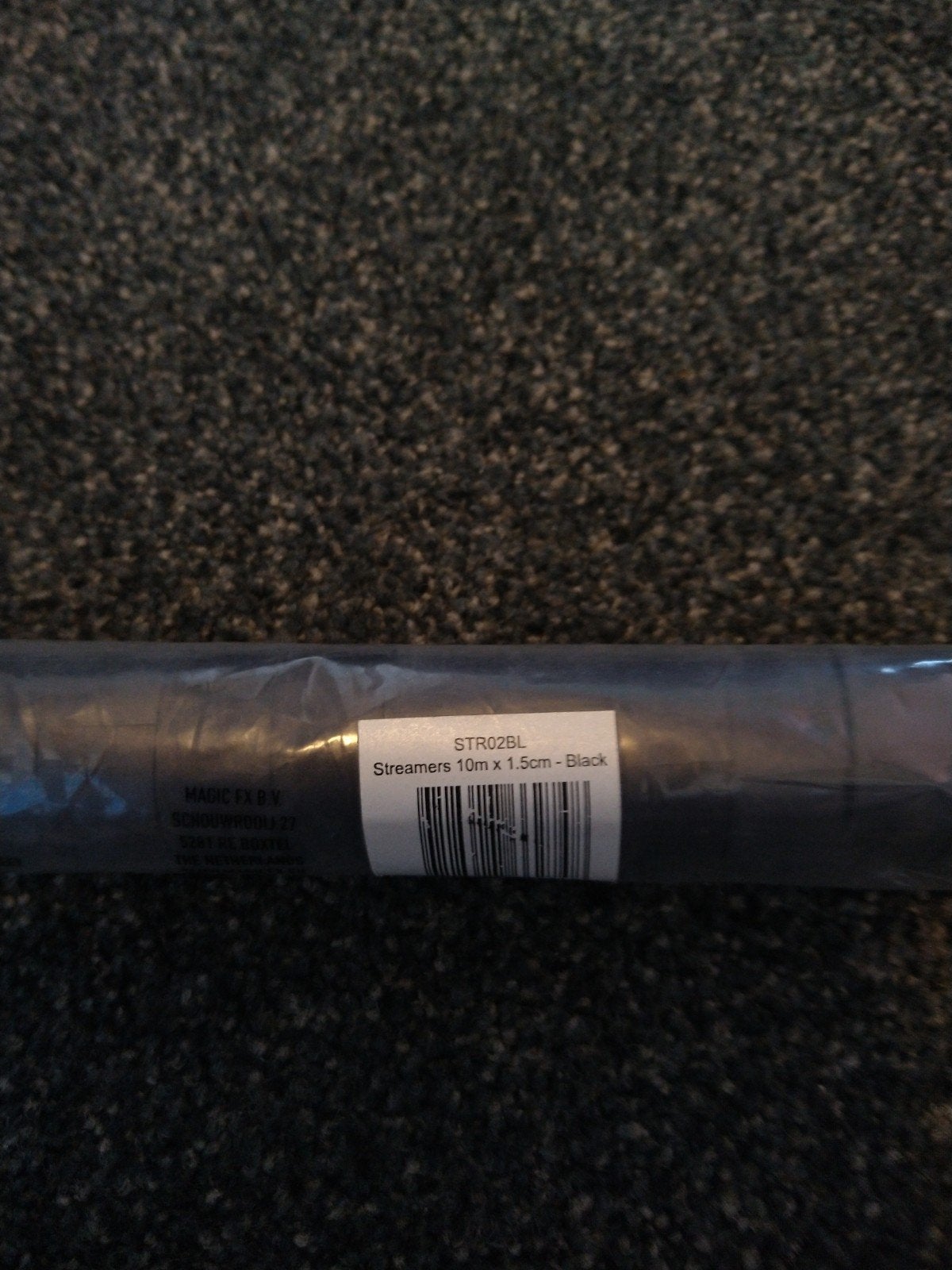 Magic FX Streamers Zwart 10m x 1.5cm - Feestversiering, Ophalen of Verzenden, Nieuw, Versiering, Verjaardag