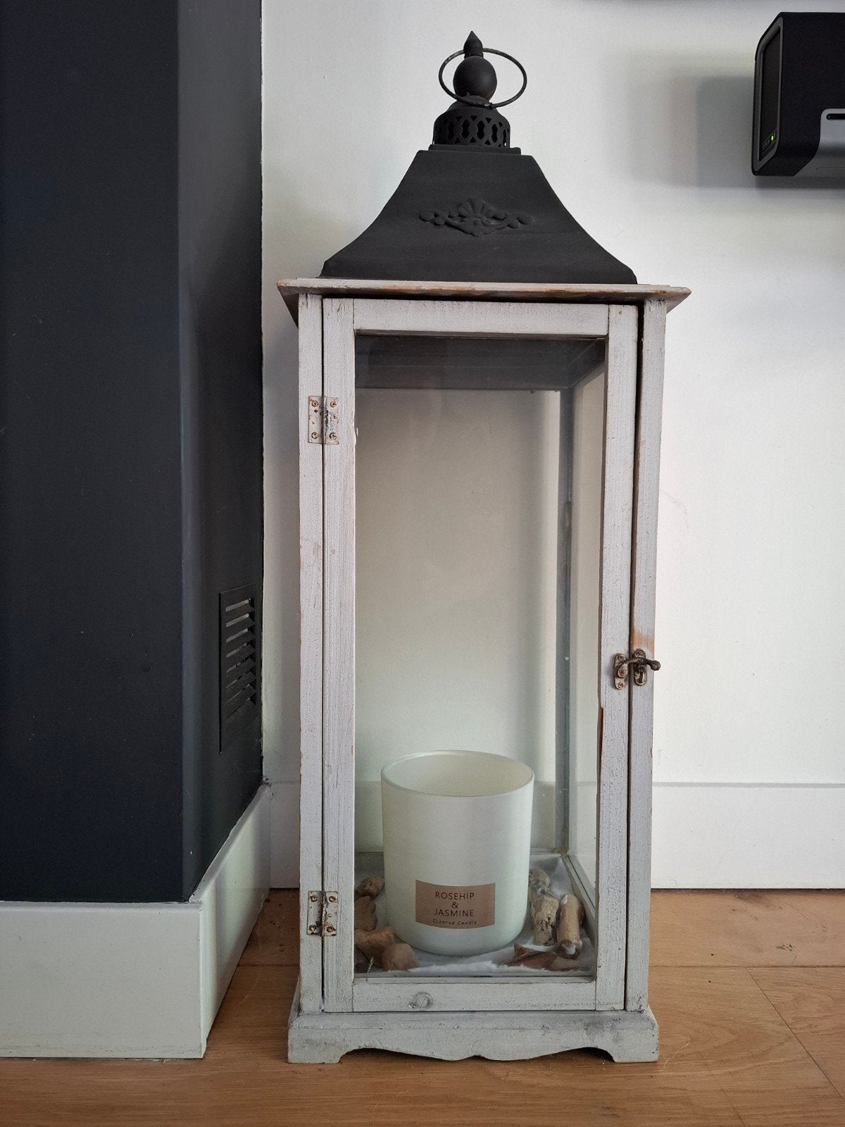 Grote witte houten lantaarn met metalen dak, Ophalen, Hout, Gebruikt, Landelijk