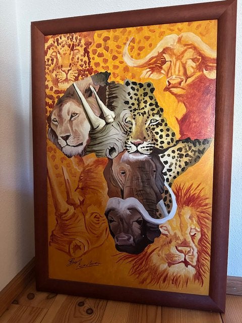 The big five schilderij, Ophalen, Ingelijst, Dieren