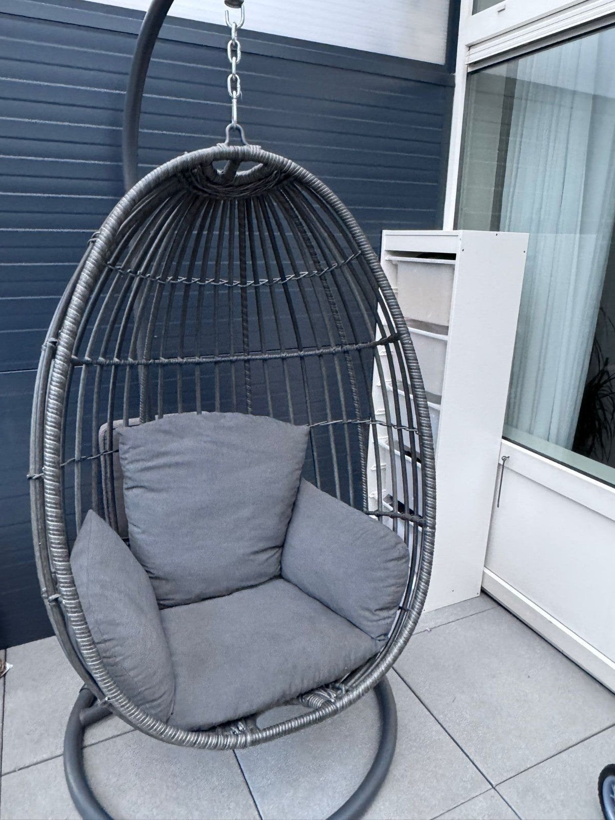 Panama hangstoel swing egg taupe, Tuin en Terras, Tuinstoelen, Ophalen of Verzenden, Gebruikt, Metaal