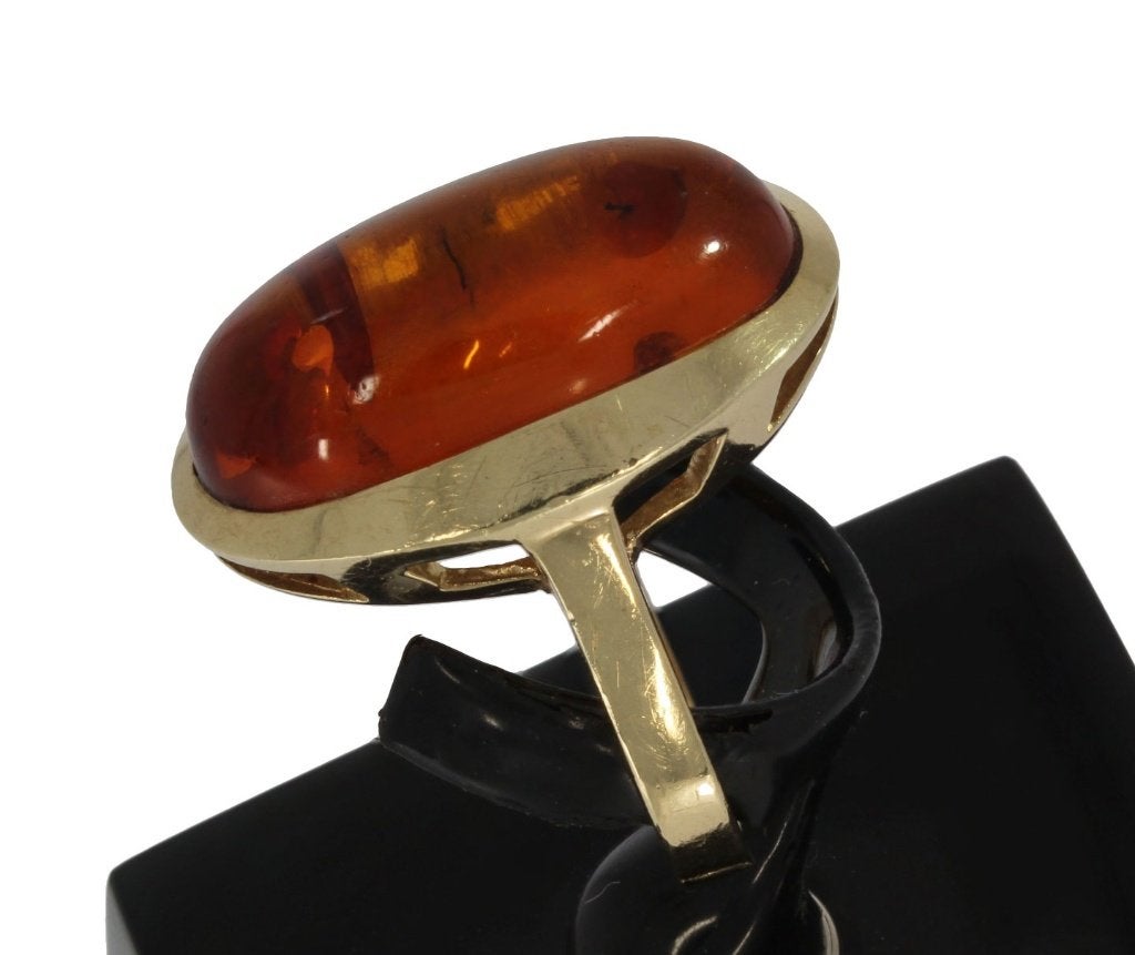 Barnsteen amber fraaie gouden klassieke ring dames vintage