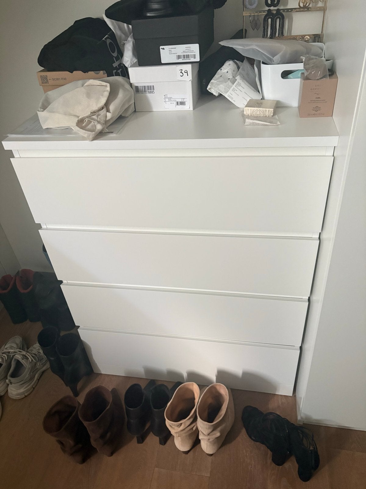 Witte ladekast met 4 laden - 80x50x100 cm, Ophalen, Gebruikt, 100 tot 150 cm, 50 tot 100 cm