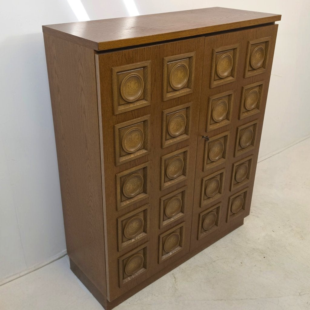 Bartels brutalist kast jaren 70 eikenhout mid century, Huis en Inrichting, Kasten | Wandmeubels, Ophalen, Met plank(en), Gebruikt