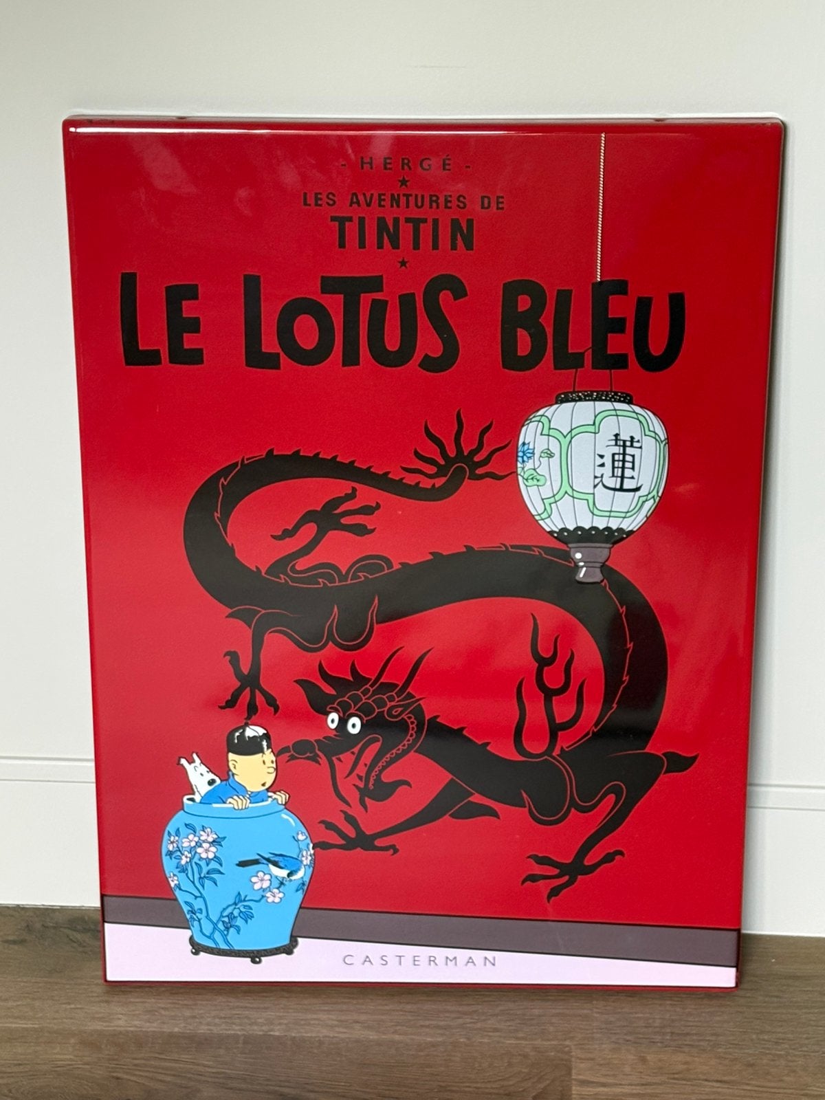Kuifje/Tintin Emaille Blauwe Lotus, Ophalen of Verzenden