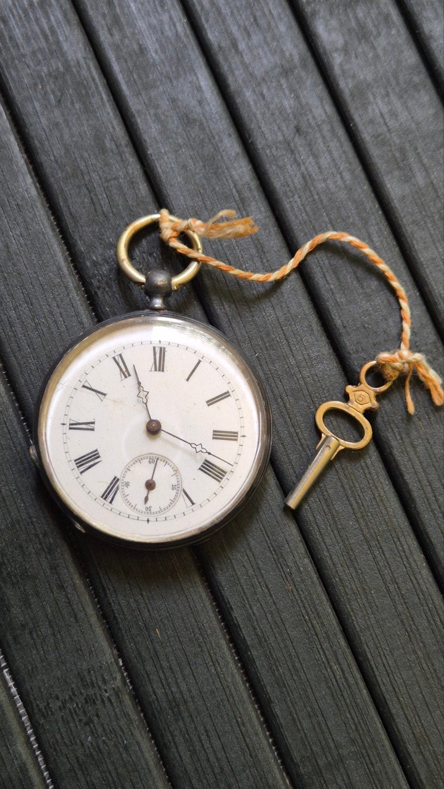 Antiek zakhorloge met sleutel - Cilinder, 4 Rubis, Ophalen of Verzenden, Zakhorloge