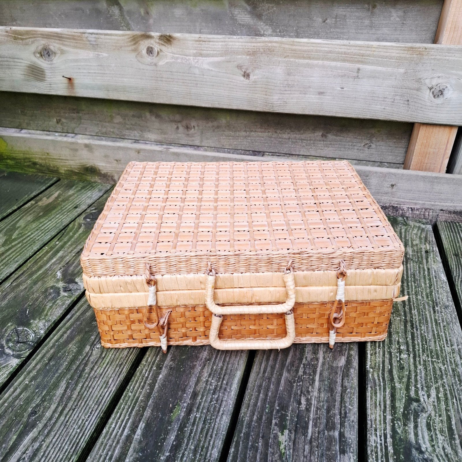 Vintage rotan opbergkoffer, Gebruikt, Ophalen of Verzenden, Onbekend, Nvt
