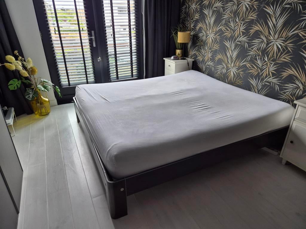 Tweepersoons Auping Auronde bed 180 x 200, Ophalen, Gebruikt, Bruin, Tweepersoons