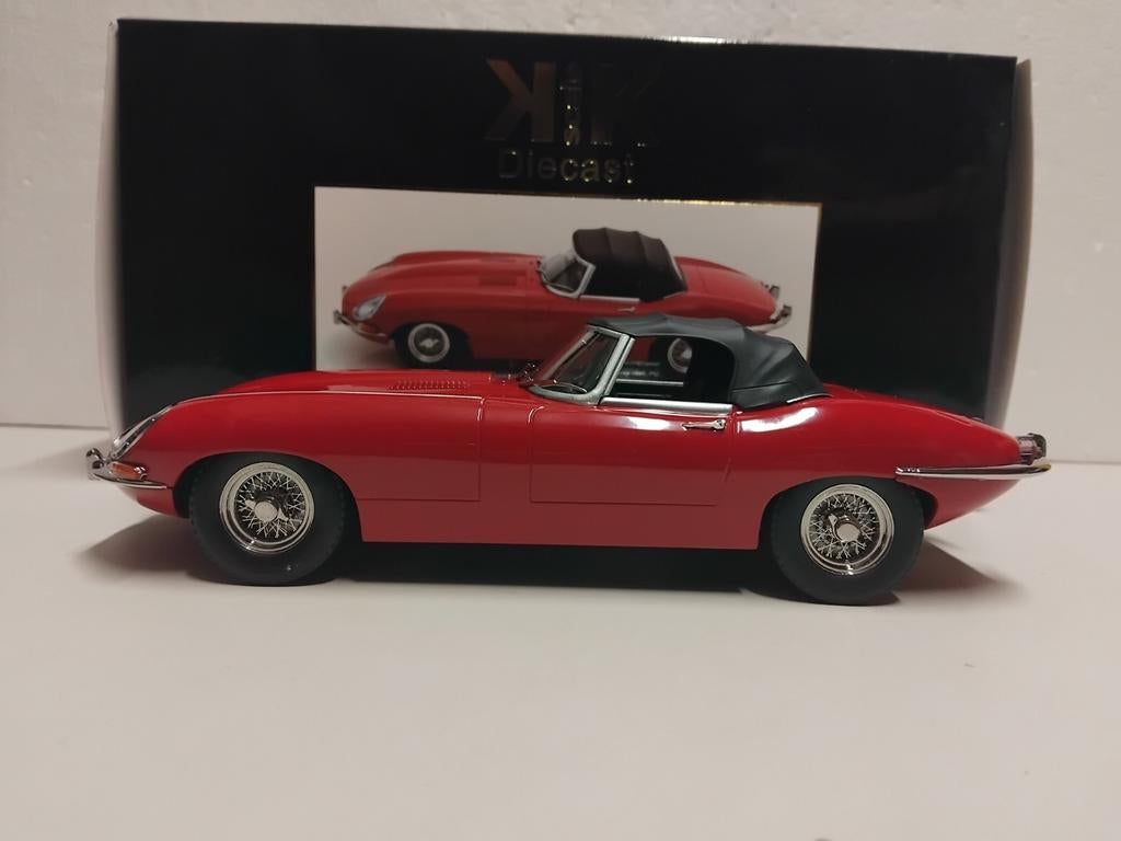 Jaguar E type cabriolet 1ste serie 1961 incl kap KK 1:18 KRD, Hobby en Vrije tijd, Modelauto's | 1:18, Ophalen of Verzenden, Zo goed als nieuw