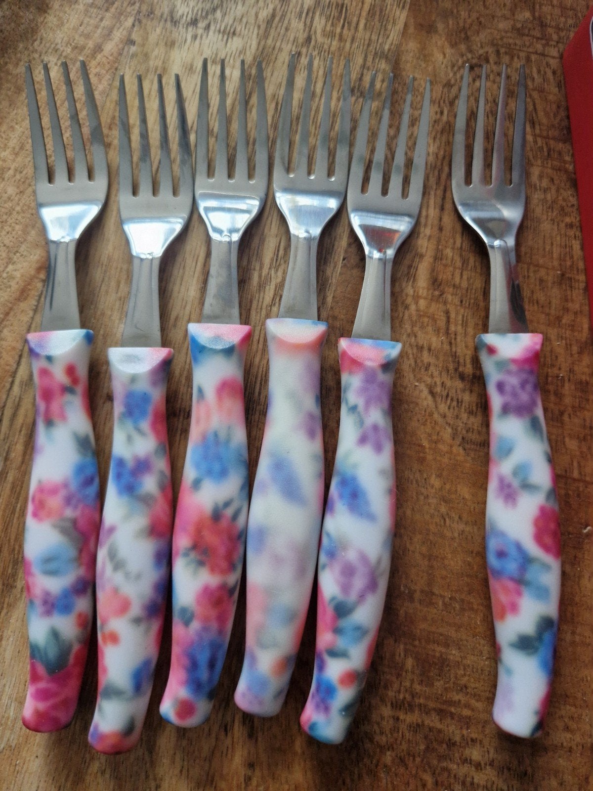 6 vintage vorkjes met bloemmotief, Ophalen of Verzenden
