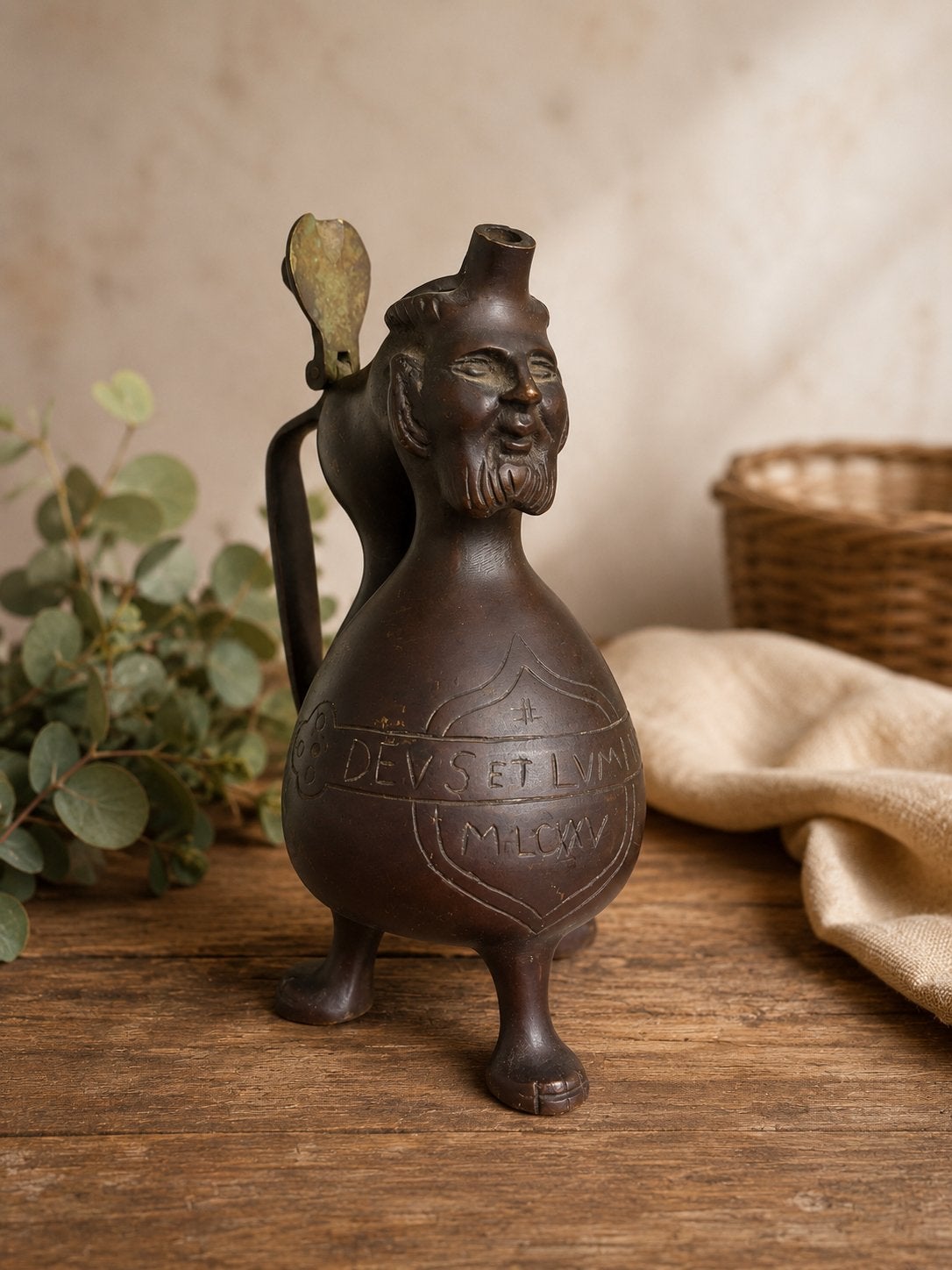 Bijzondere figurale kan / kruik met baardman – vintage, Verzenden